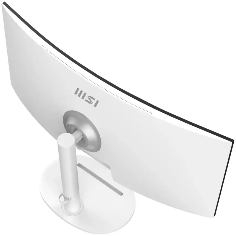 34 colių MSI Modern MD342CQPWDE lenktas VA LCD monitorius 3440×1440 UWQHD 21:9, 4 ms, 300 cd/m², USB šakotuvas, garsiakalbiai, VESA, reguliuojamas aukštis — Baltas