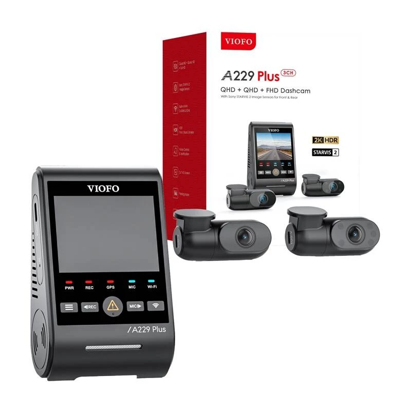Vaizdo registratorius VIOFO A229 PLUS 3CH 2K + 1080p WiFi GPS