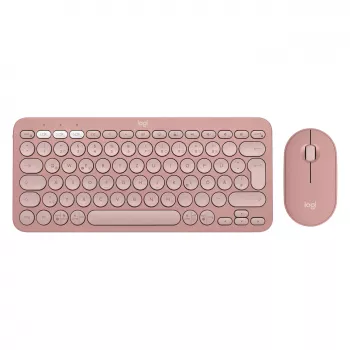 Logitech Pebble 2 Combo klaviatūra ir pelė įskaičiuota universalus RF belaidis + Bluetooth QWERTZ vokiška rožinė (920-012205)