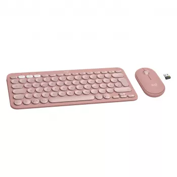 Logitech Pebble 2 Combo klaviatūra ir pelė įskaičiuota universalus RF belaidis + Bluetooth QWERTZ vokiška rožinė (920-012205)