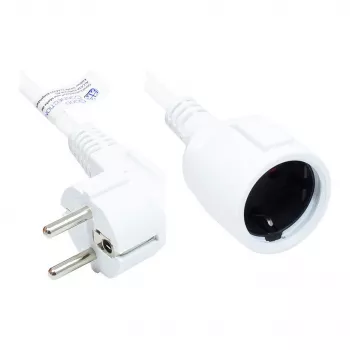 Prailginimo laidas su įžeminimu, kištukas tipas E+F (CEE 7/7, kampuotas) ir lizdas tipas F (CEE 7/3, tiesus), baltas, 1,50 mm², 3 m, Good Connections® (P0102-W030)