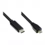 USB 2.0 jungiamasis kabelis, USB-C™ kištukas į USB 2.0 Micro B kištuką, CU, juodas, 1m, Good Connections® (GC-M0122)