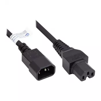 IEC Appliance-Hot-Condition Appliance-jungiamasis kabelis C14 (tiesus) į C15 (tiesus), juodas, 0,75 mm², 1 m, Good Connections® (P1450-S010)