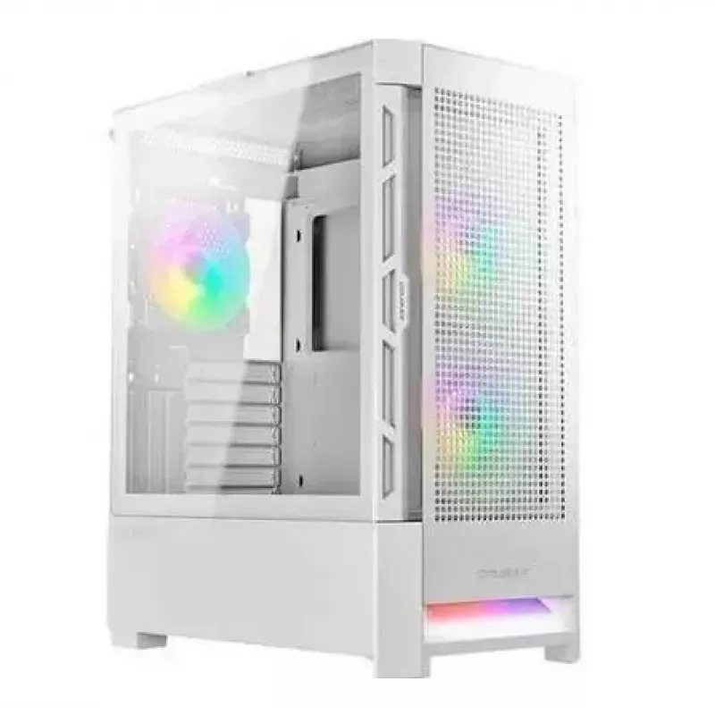 PC Case Cougar COUGAR Airface RGB Midi Tower White — 230×386×491 mm, palaiko 3x120/140 mm priekyje, 1x120 mm gale, 2,5/3,5 col. diskus