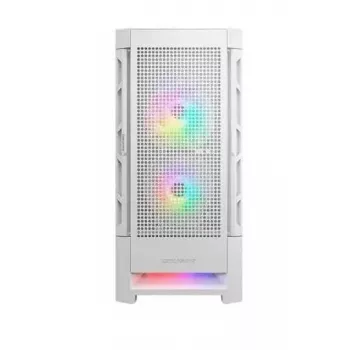 PC Case Cougar COUGAR Airface RGB Midi Tower White — 230×386×491 mm, palaiko 3x120/140 mm priekyje, 1x120 mm gale, 2,5/3,5 col. diskus