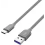 USB 3.2 Gen 1 kabelis, USB-A kištukas > USB-C kištukas (pilkas, 2 metrai, įvilktas)