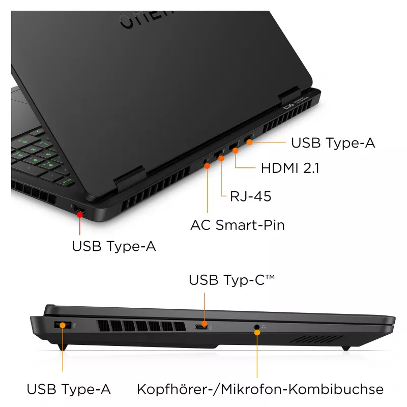 HP OMEN 16-am0170ng žaidimų nešiojamasis kompiuteris – 16 colių WUXGA 144Hz, Core i7-14650HX, RTX 5060, 16 GB RAM, DE išdėstymas, Windows 11 (BZ8K5EA#ABD)