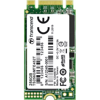 Transcend SSD/256GB, M.2 2242, PCIe Gen3x2, B+M Key, 3D TLC, PE: 3K (TS256GMTE452T)