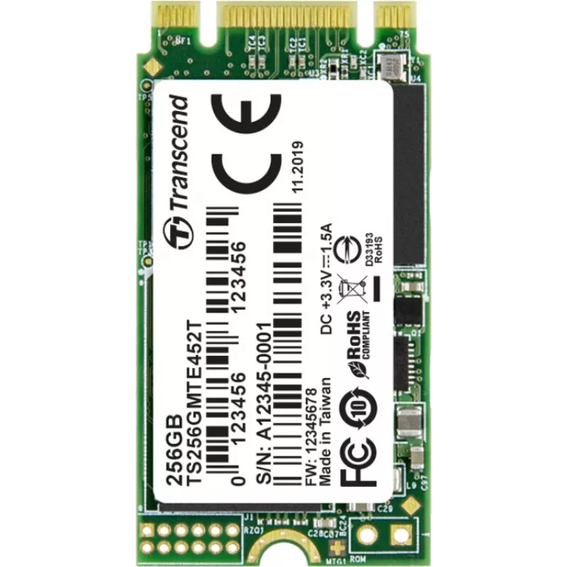Transcend SSD/256GB, M.2 2242, PCIe Gen3x2, B+M Key, 3D TLC, PE: 3K (TS256GMTE452T)