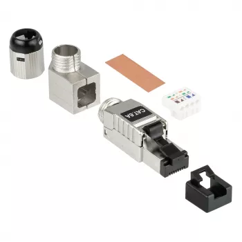 RJ45 kištukas Cat. 6A, be įrankių / montuojamas vietoje, STP ekranuotas, metalinis, 5 kryptys, Good (GC-N0165)