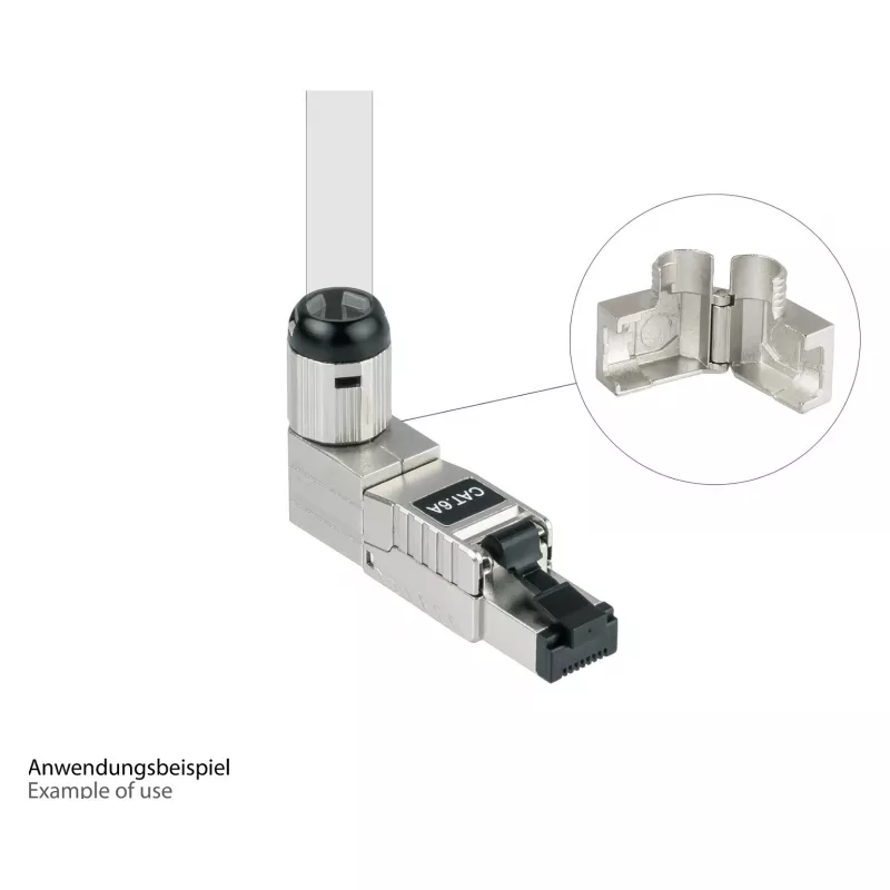RJ45 kištukas Cat. 6A, be įrankių / montuojamas vietoje, STP ekranuotas, metalinis, 5 kryptys, Good (GC-N0165)