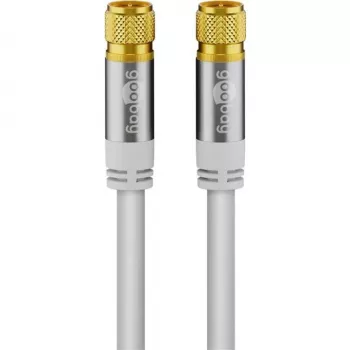 Goobay SAT antenos kabelis (135 dB tipo), 4 kartus ekranuotas, 2 m, baltas - paauksuotas, F kištukas > F kištukas (70600)
