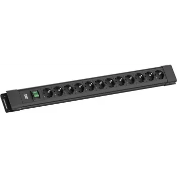 Maitinimo lizdų juosta Bachmann CONNECTUS 12x CEE7/3 lizdų su 1x jungikliu, 2,0 m kabelis, CEE7/7 kištukas, juoda