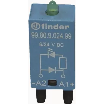FINDER LED indikatorius su apsauginiu diodu ant gnybto A1, žalias šviesos diodas 99.80.9.024.99 (9980902499)