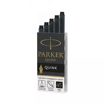 Parker Quink juodos spalvos rašalo kasetės, dėžutė 5 vnt.