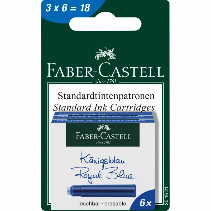 Rašiklio užpildas Faber-Castell 201621 Mėlynas 18 vnt.
