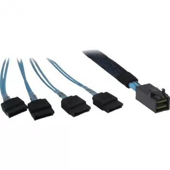 Kabelis INTER-TECH SFF-8643 į 4x SATA/SAS 0,7 m 12 Gbit/s mėlynas