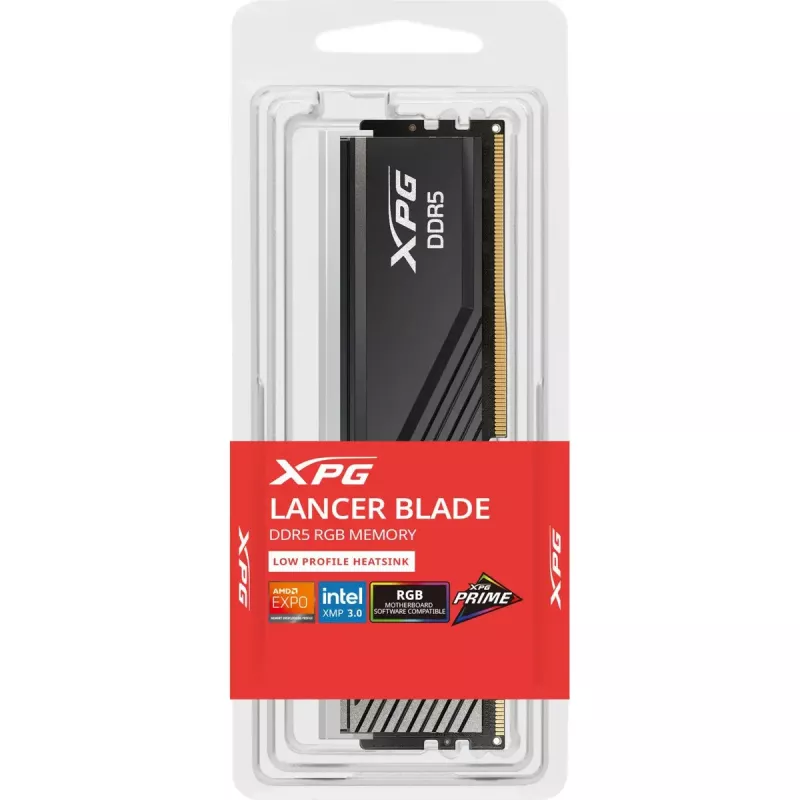 Staliniams kompiuteriams skirta 24 GB ADATA XPG Lancer Blade RGB DDR5 DIMM atmintis, 6000 MT/s, CL36, juoda, INTEL XMP