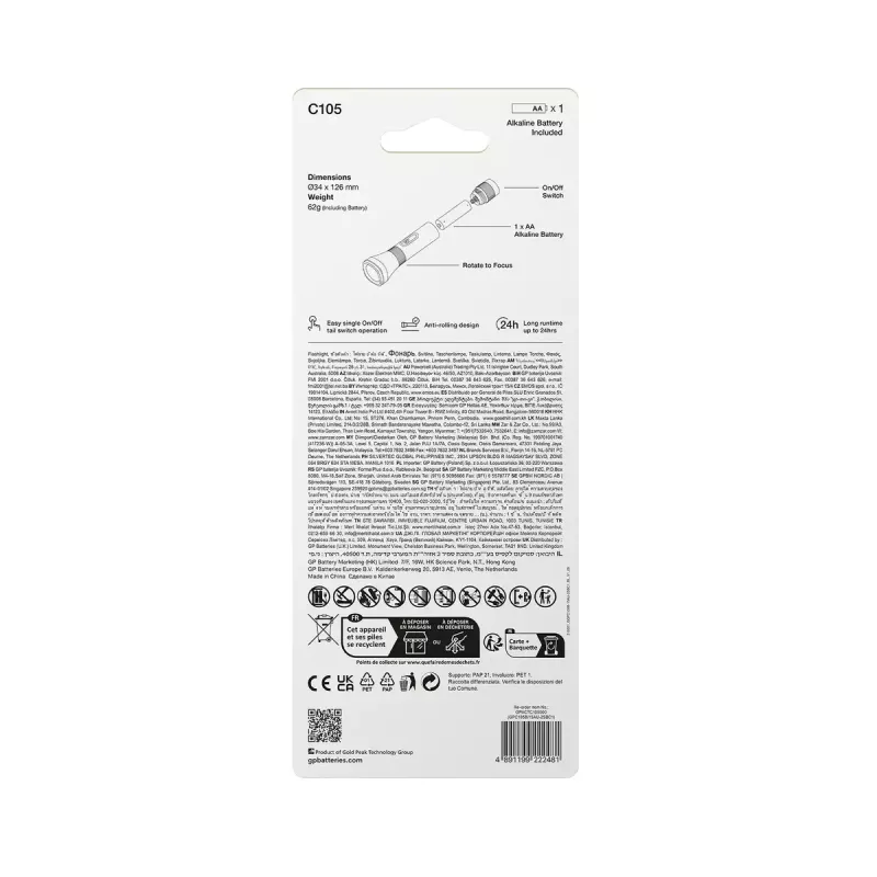 Rankinis žibintuvėlis GP Lighting 450066 Juoda 50 lm 30 m 24 h