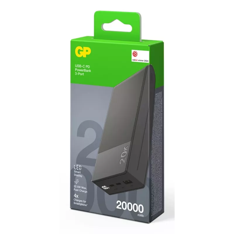 GP Battery GP PowerBank M2+ 20C 20000mAh 2xUSB-C/1xUSB-A juoda LED indikacija (GPPBM20CGYMSR287)