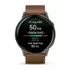 Išmanusis laikrodis GARMIN Venu 4 45 mm (1,4 colio) AMOLED 454×454 px, Wi‑Fi, GPS, 8 GB, juodas korpusas, rudas odinis dirželis