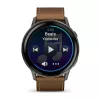 Išmanusis laikrodis GARMIN Venu 4 45 mm (1,4 colio) AMOLED 454×454 px, Wi‑Fi, GPS, 8 GB, juodas korpusas, rudas odinis dirželis