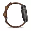 Išmanusis laikrodis GARMIN Venu 4 45 mm (1,4 colio) AMOLED 454×454 px, Wi‑Fi, GPS, 8 GB, juodas korpusas, rudas odinis dirželis