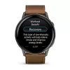 Išmanusis laikrodis GARMIN Venu 4 45 mm (1,4 colio) AMOLED 454×454 px, Wi‑Fi, GPS, 8 GB, juodas korpusas, rudas odinis dirželis