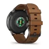 Išmanusis laikrodis GARMIN Venu 4 45 mm (1,4 colio) AMOLED 454×454 px, Wi‑Fi, GPS, 8 GB, juodas korpusas, rudas odinis dirželis