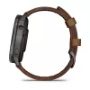 Išmanusis laikrodis GARMIN Venu 4 45 mm (1,4 colio) AMOLED 454×454 px, Wi‑Fi, GPS, 8 GB, juodas korpusas, rudas odinis dirželis