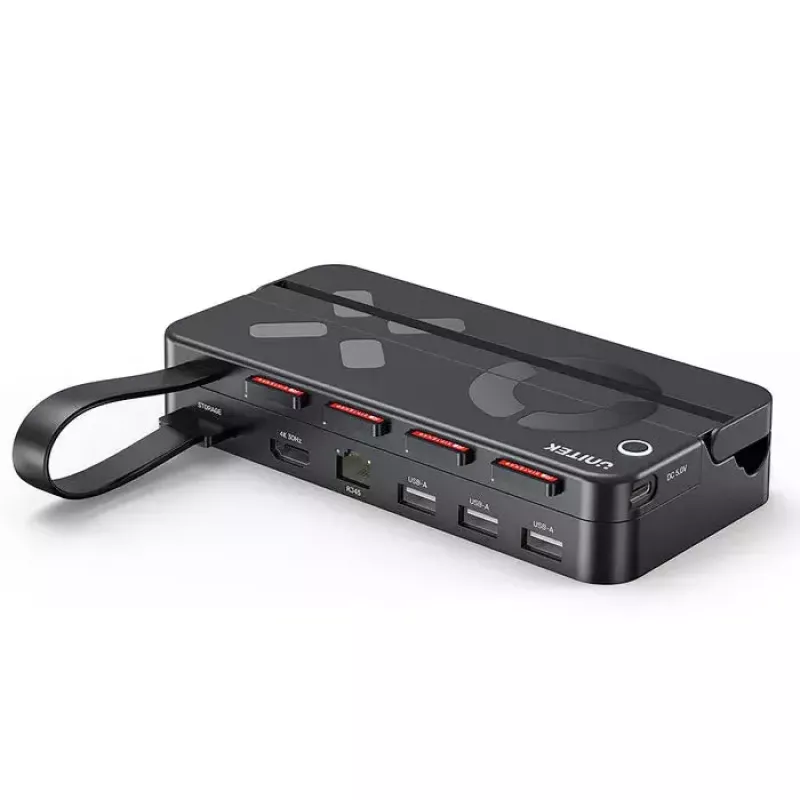 Del ninės žaidimų konsolės dok stotis Unitek G1002F01 — USB prijungimo jungtis, juoda