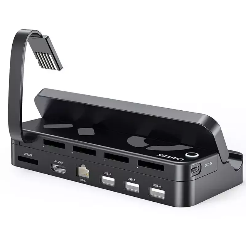Del ninės žaidimų konsolės dok stotis Unitek G1002F01 — USB prijungimo jungtis, juoda