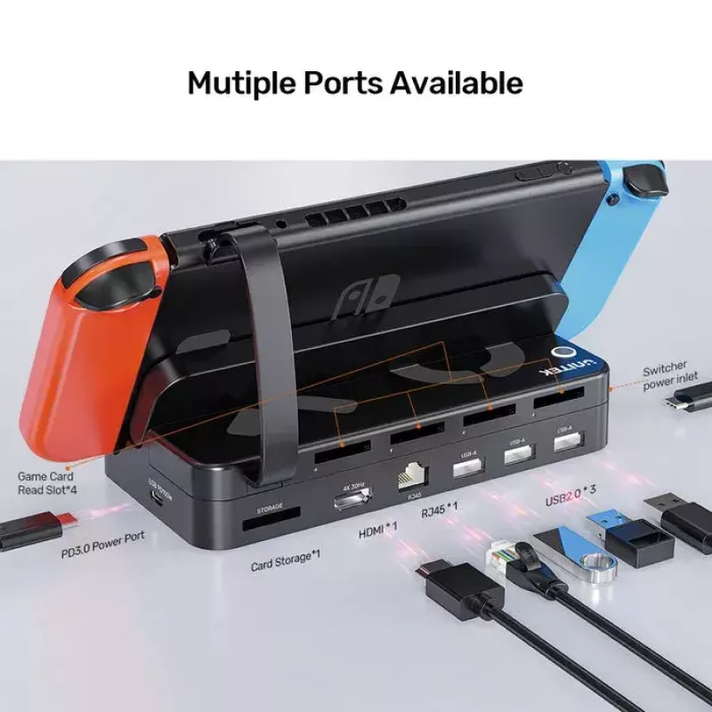 Del ninės žaidimų konsolės dok stotis Unitek G1002F01 — USB prijungimo jungtis, juoda