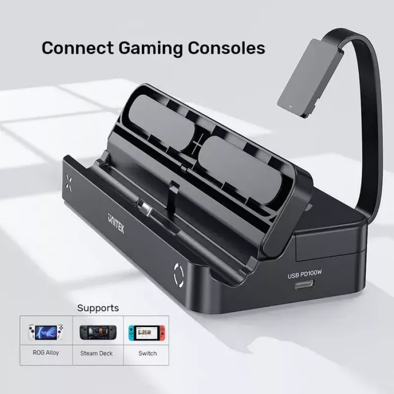 Del ninės žaidimų konsolės dok stotis Unitek G1002F01 — USB prijungimo jungtis, juoda