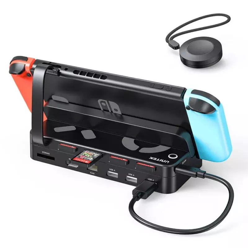 Del ninės žaidimų konsolės dok stotis Unitek G1002F01 — USB prijungimo jungtis, juoda