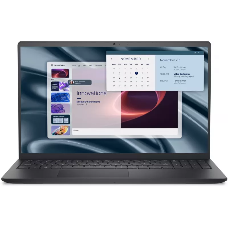 Nešiojamasis kompiuteris Dell PV15255 — 15,6 col. Full HD, AMD Ryzen 3 7320U 2,4 GHz, 8 GB LPDDR5, 512 GB SSD, Windows 11 Pro, juodas