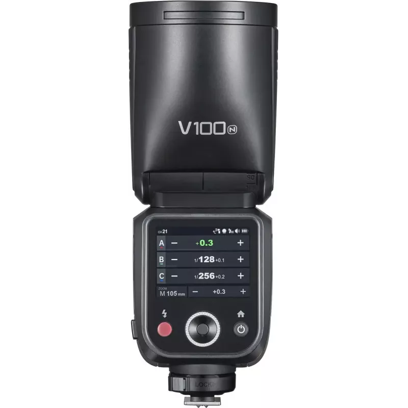 „Godox V100‑N“ blykstė, skirta „Nikon“ – nešiojama TTL ličio jonų batelio blykstė