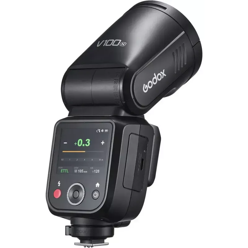 „Godox V100‑N“ blykstė, skirta „Nikon“ – nešiojama TTL ličio jonų batelio blykstė