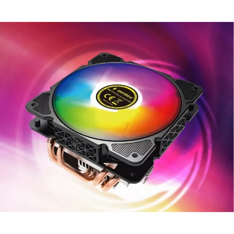 Oro aušintuvas Gembird CPU-HURACAN-ARGB-X140 12 cm, juoda, balta, 800–1600 RPM