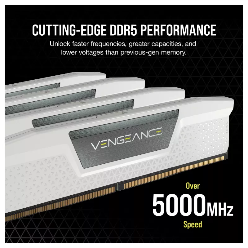 Corsair Vengeance 32GB (2x16GB) DDR5 6400MHz CL36 stalinio kompiuterio atminties rinkinys – baltas