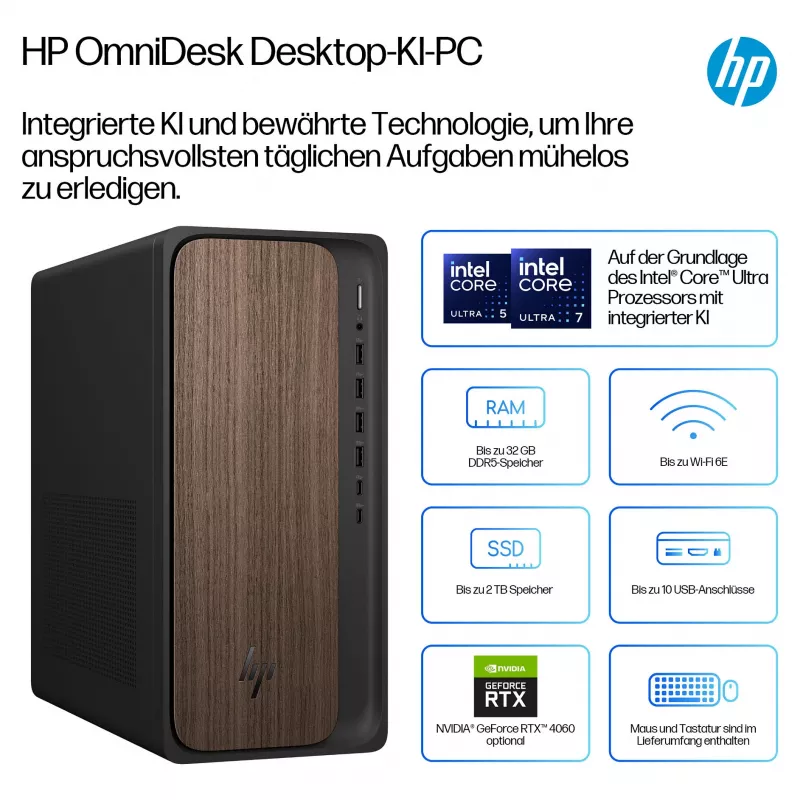 HPI OmniDesk AI M03-0057ng - Intel Core Ultra 5 225, 16 GB RAM, 512 GB SSD, Windows 11 Home