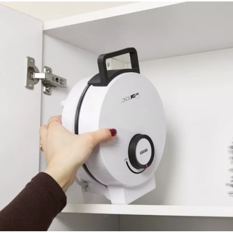 Vaflių keptuvas Clatronic WA 3832 — 1 apvalus vaflis, 1200 W, 20 cm plokštės, juoda/balta