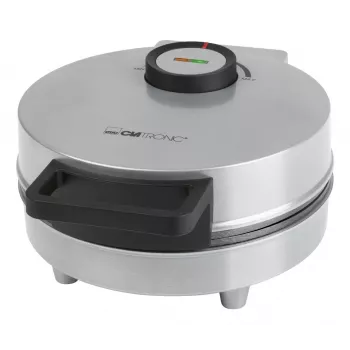 Vaflių keptuvė CLATRONIC HA 3833 — 1 apvalus vaflis, 1200 W, plokštės 20×20 cm, juoda/sidabrinė