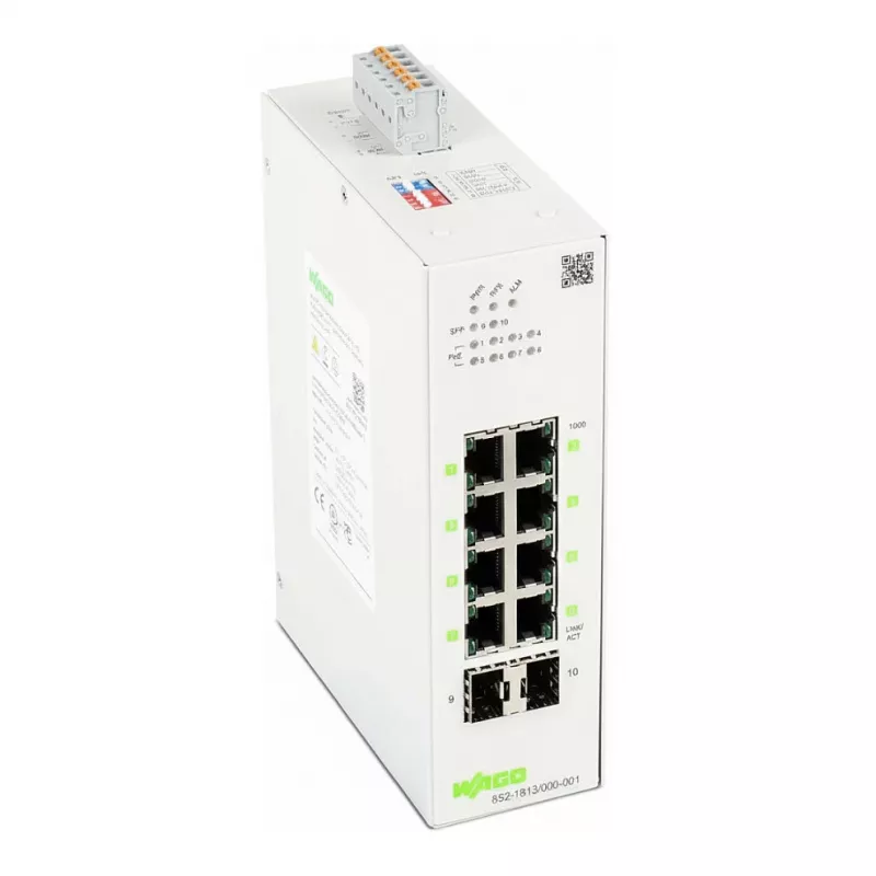 WAGO 852-1813/000-001 Lean-Managed-Switch 8 Port 1000Base-T 2-Slot 1000Base-SX/L
