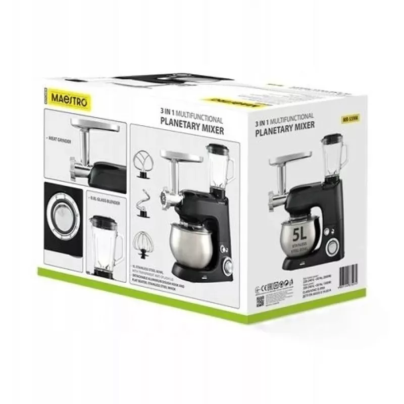 Planetinis maišytuvas Maestro MR-559-M 3-in-1, 2000W, daugiafunkcis virtuvinis kombainas