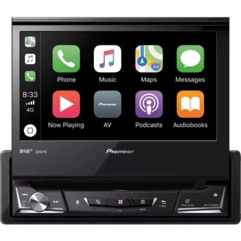 AVH-Z7200DAB, juoda, 1 DIN, CD, DVD, MOSFET, AAC, FLAC, MP3, WAV, WMA, JPEG