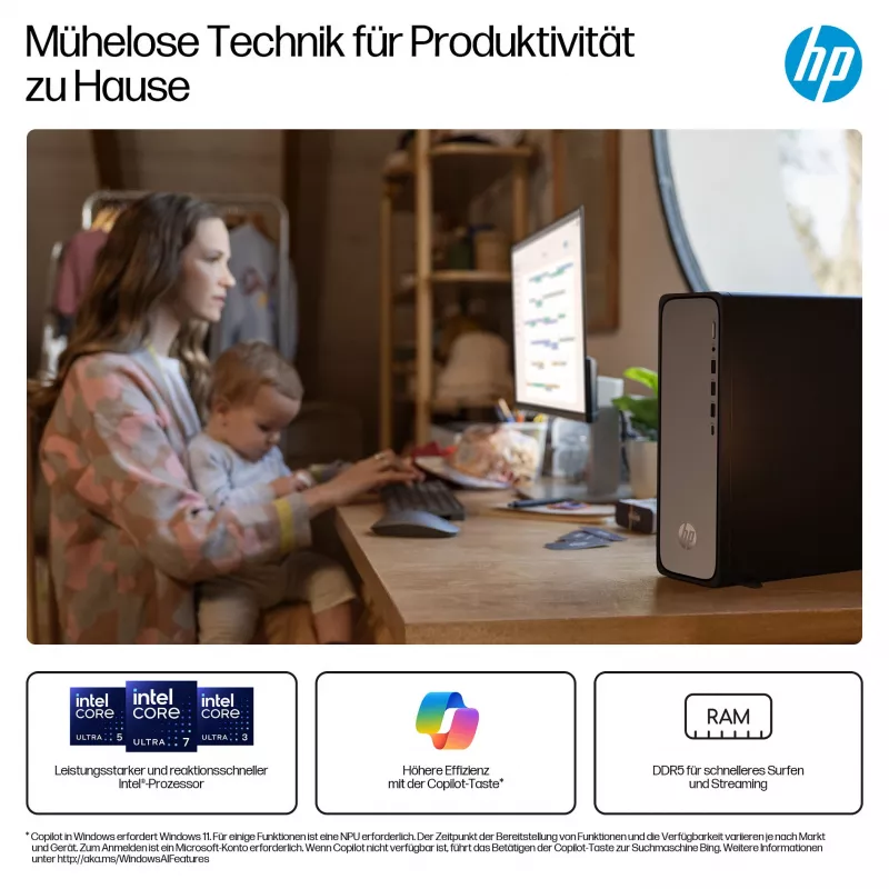HP OmniDesk S03-0032ng - Plonas stalinis kompiuteris - Core i3 i3-14100 - Pilna sistema - Core i3