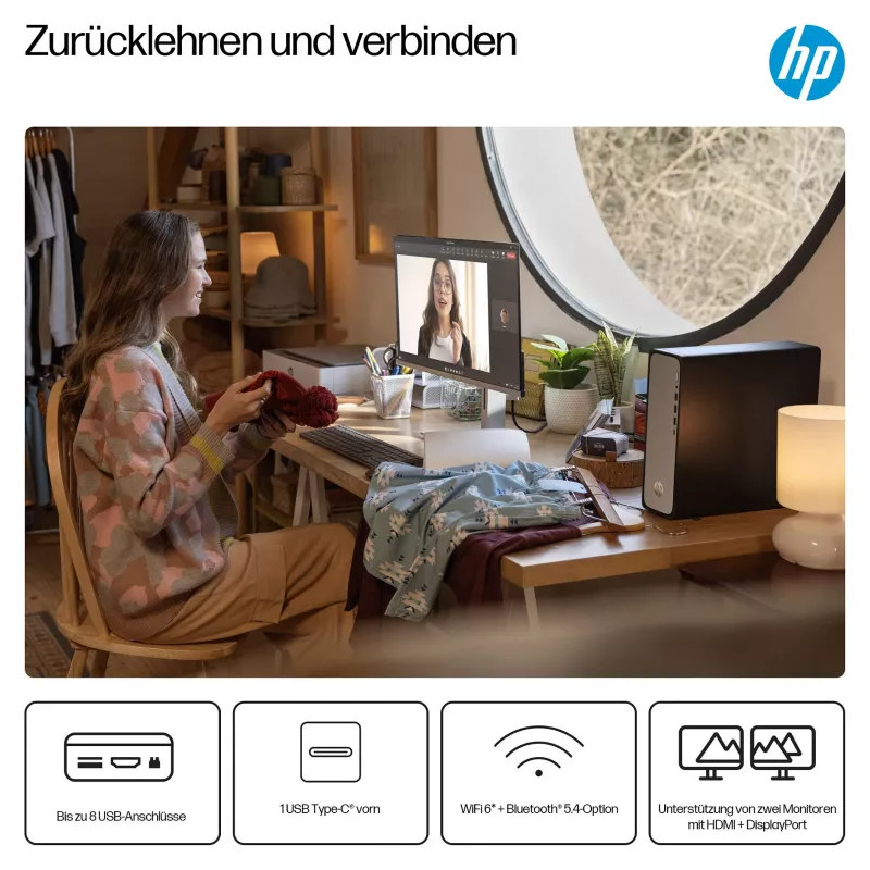 HP OmniDesk S03-0055ng Intel Core i5-14400 plonas bokštinis stalinis kompiuteris - Pilna sistema - Core i5