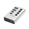 Hub USB3.2 Gen1, 4 prievadai, USB-A/C, įjungimo/išjungimo jungiklis