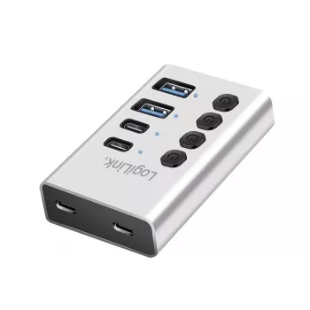 Hub USB3.2 Gen1, 4 prievadai, USB-A/C, įjungimo/išjungimo jungiklis